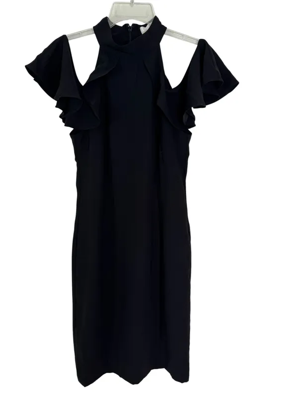 NWT Amanda Uprichard Haven Open Shoulder Ruffle Dress In Black Size S - Image 3