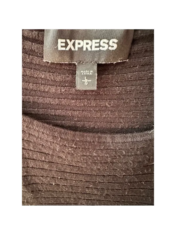 Express Black Ribbed Layering Scoopneck Stretch Long Sleeve Tee - Image 8