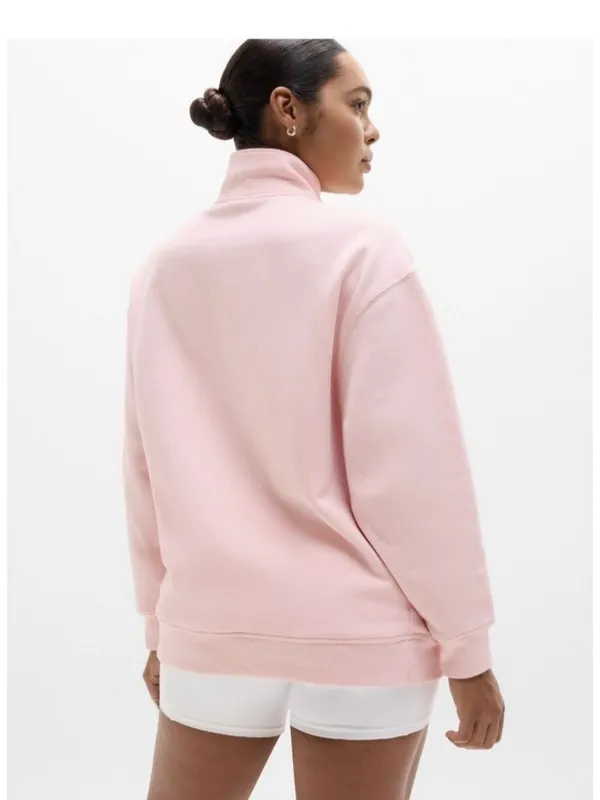 New Athleta M Forever Fleece 1/4 Zip Sweatshirt Pink Sand Medium Regular - Image 6