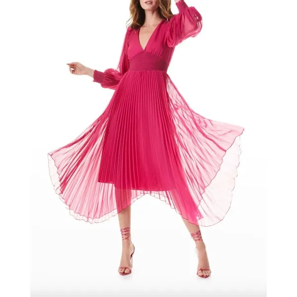 Alice & Olivia Sion‎ Pleated Asymmetric Dress - Image 2