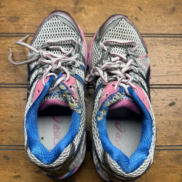 Asics Gel Venture 4 Gray Pink Blue Shoes Sneakers All Terrain‎ Womens Size 6 - Image 9
