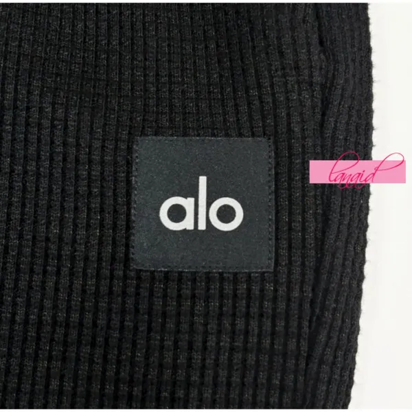 Alo Waffle Weekend Escape Joggers Black High-Rise Waist Thermal Sweats Sweatpant - Image 9