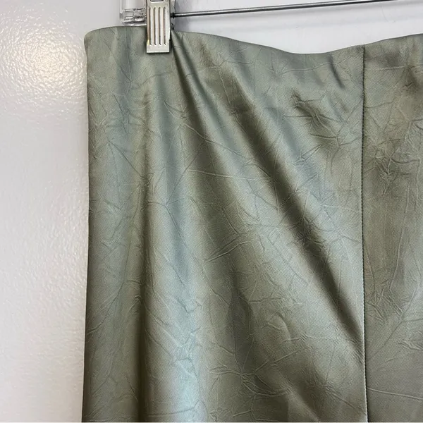 NWT Vince Satin Bias Green High Waisted Wide Leg Crinkle Texture Pants Large - Image 5