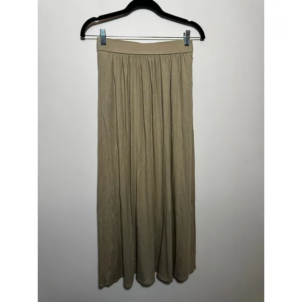 OGL Tencel-Linen Soft Linen Knit Gathered A-Line Maxi Skirt with Pockets M - Image 4