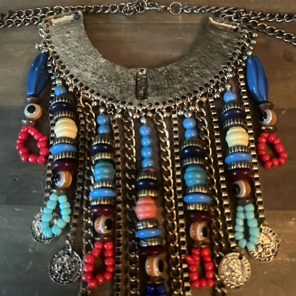 Aldo bohemian multi color bead fringe statement necklace - Image 3