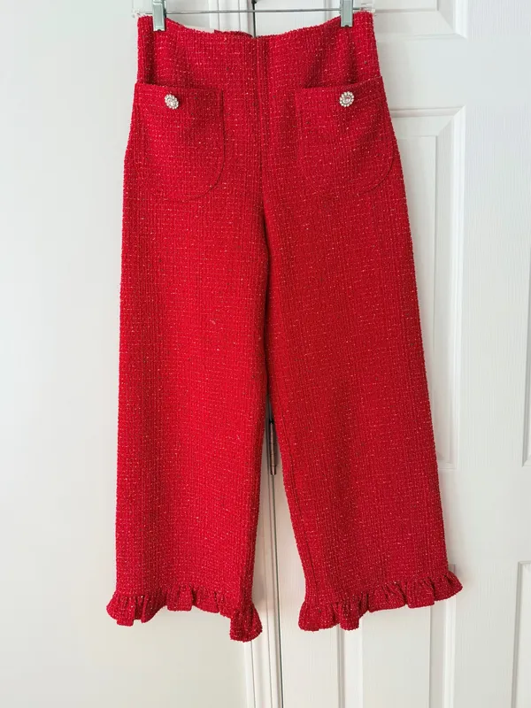 Anthropologie Maeve The Colette Crop Wide-Leg Pants: Tweed Edition, Size 27 - Image 7