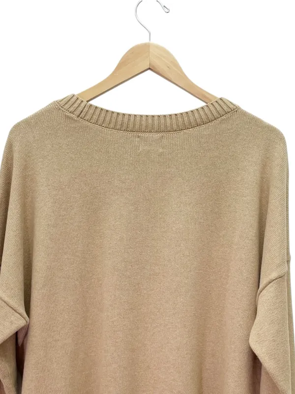 Lands’ End Drifter Sweater Sz XL 18 Tan Cotton Oversized Crewneck Coastal - Image 5