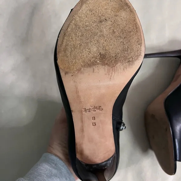 🖤✨ COACH New York Black Leather Chain Peep Toe Booties Heels 8B ✨🖤 - Image 10