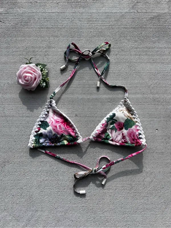 Zimmermann Floral Crochet Halter Multicolor Woman’s Bikini Top Size 0 - Image 3
