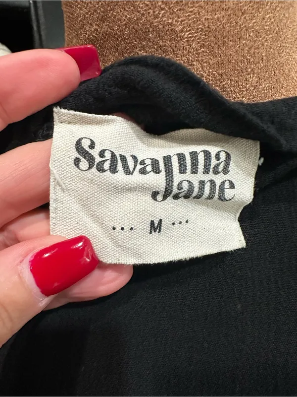 Savanna Jane Embroidered Boho Blouse – Size M – Black with Multicolor Floral - Image 12