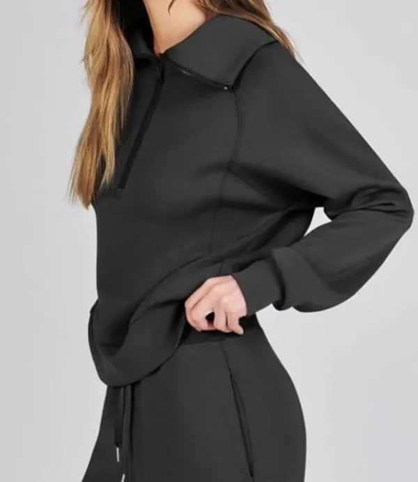 Black Quarter Zip Up Sweatshirt - Image 2