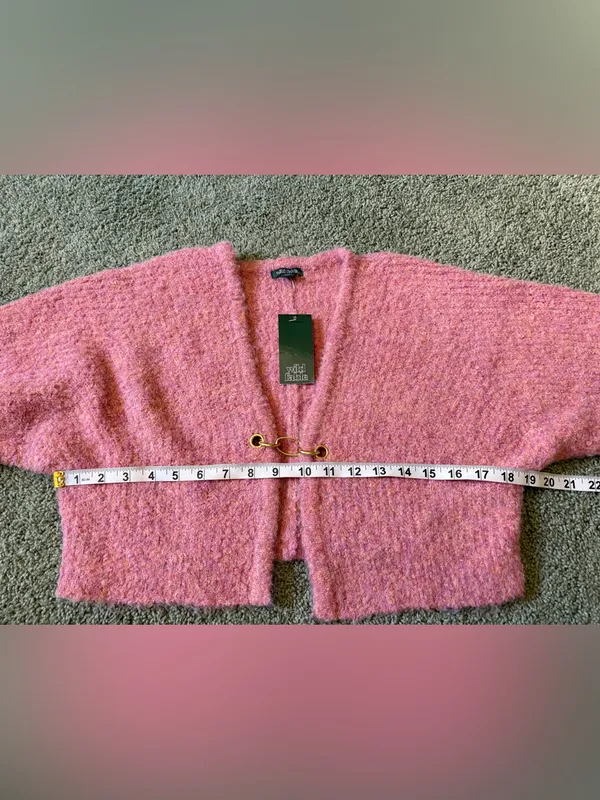 Wild Fable Pink Fuzzy Cropped Cardigan Sweater Wool Blend Size XXS NWT - Image 4