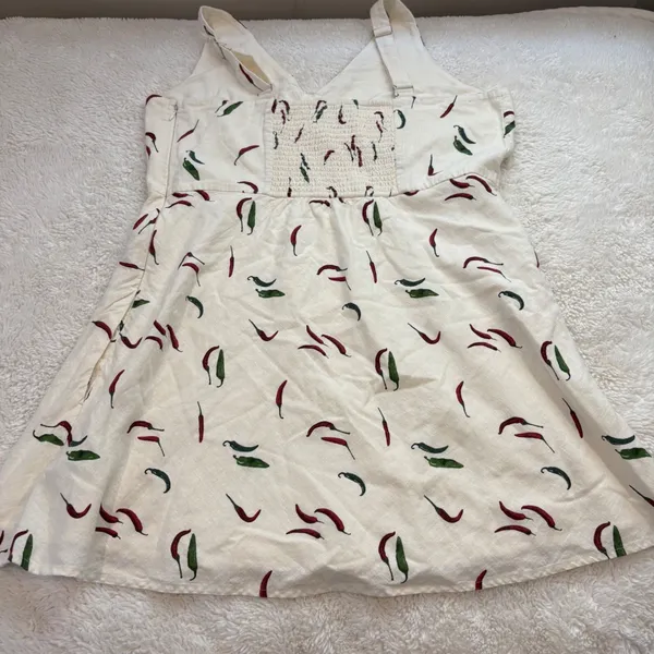 Abercrombie & Fitch Womens XL Linen VNeck Mini Jalapeño Dress Summer Tomato Soft - Image 2