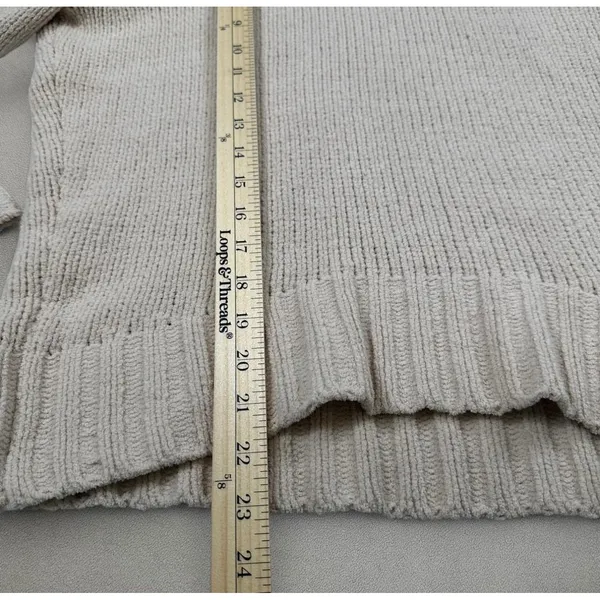 Philosophy Republic Clothing Women Beige Chenille Mock Neck Ribbed Sweater XS - Image 4