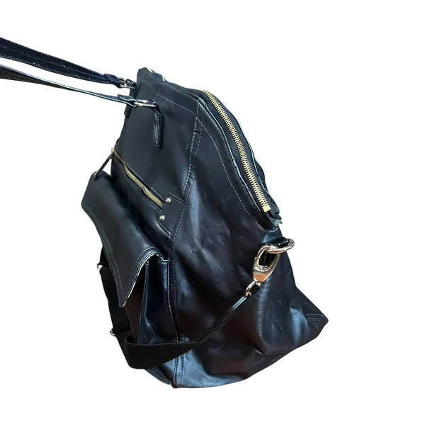 Victoria's Secret Duffle Bag Womens Large Black Nylon Leopard Lining Travel - Image 3