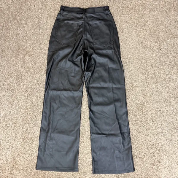 Social Tourist Ultra High Rise Baggy Faux Leather Pants Womens 7R W28 Black - Image 3