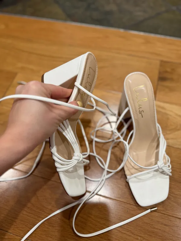 Lulus White Lace Up Heels - Image 5