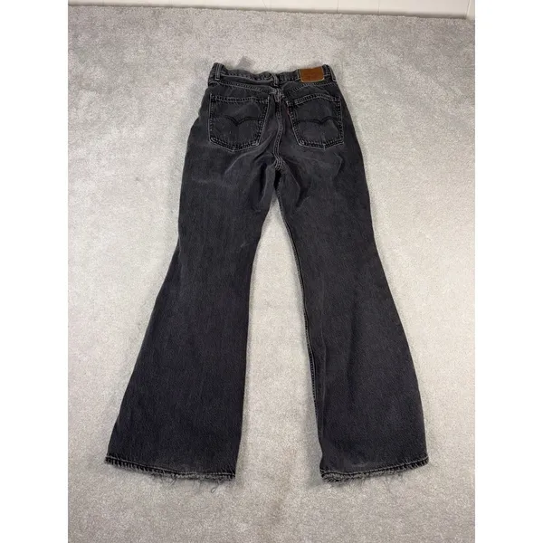 Levis‎ Premium 70s High Flare Jean Women 27x30 Black Washed Denim Big E ** - Image 7