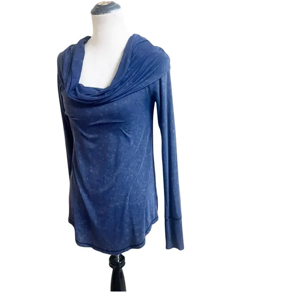 We The Free Purple Cosmo Cowl Neck Blue Sapphire Long Sleeve Off Shoulder Tunic - Image 9