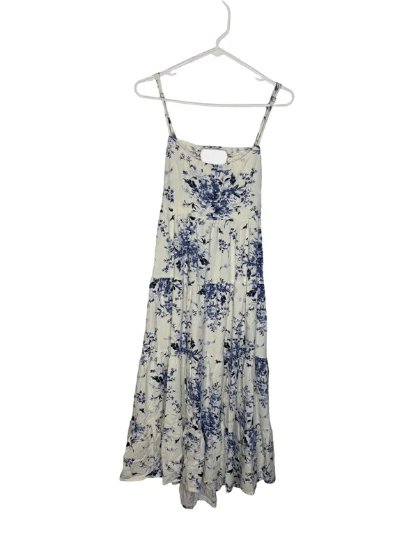 🌸 Lulus‎ Mykonos Mood Ivory Floral Print Tie Strap Tiered Midi Dress Size M 🌸 - Image 3