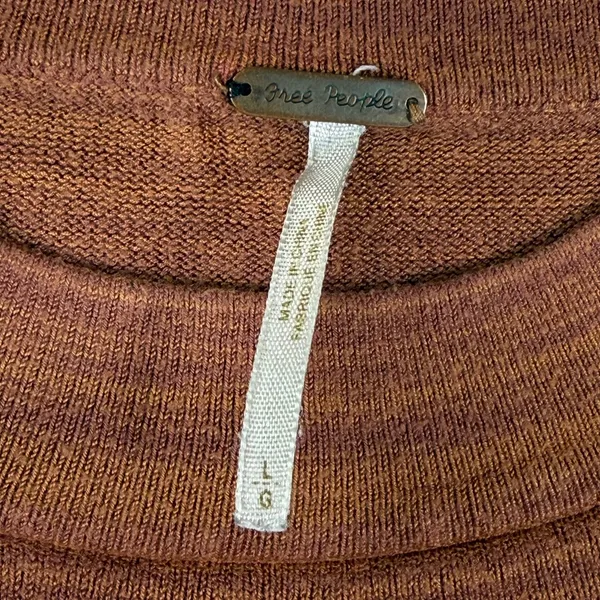 Free People Womens Striped Mock Neck Knit Sweater Brown Pink Red Size Large‎ - Image 3