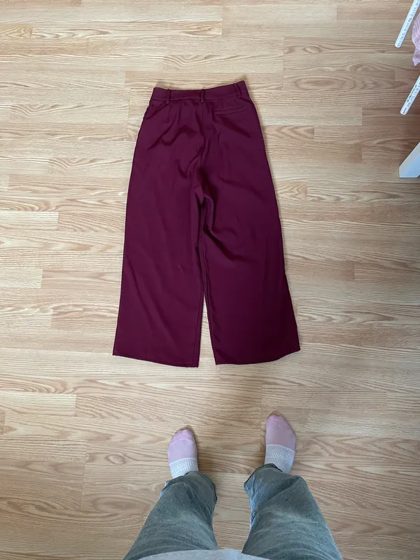 Burgundy Wide-Leg Trousers - Image 2