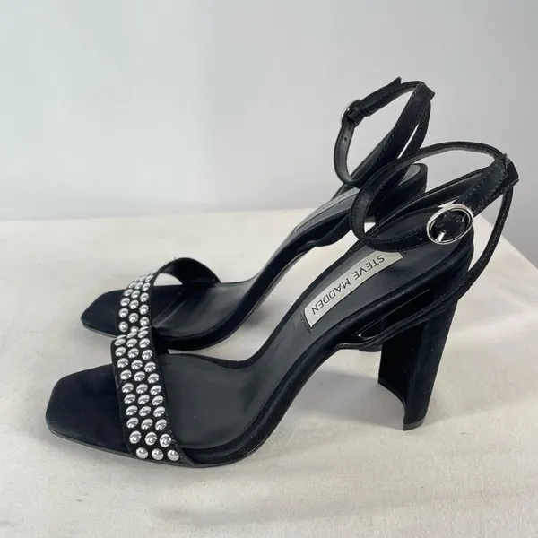 Steve Madden Popular Studded Square Toe Heeled Sandal‎ in Black Size 8 - Image 3