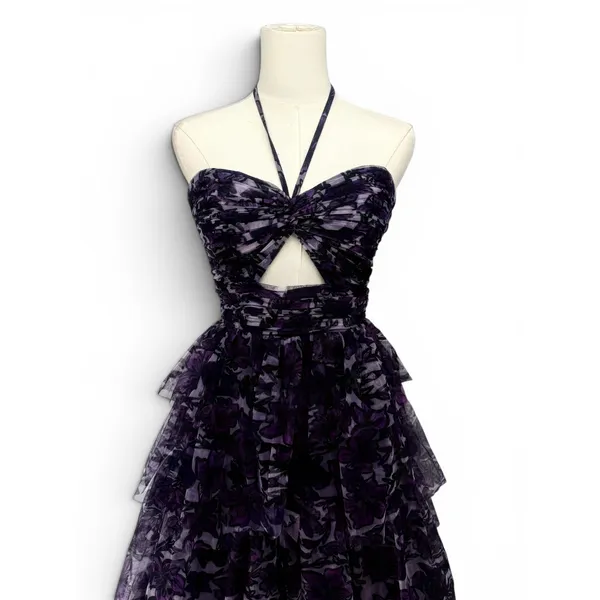 NWT Jovani 40423 Purple Floral Tiered Strapless Gown Size‎ 4 Prom Pageant Formal - Image 6
