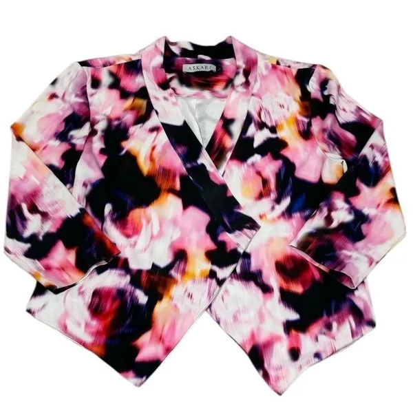 Askari Pink Purple Black‎ Abstract Print Jacket Cardigan Large Lined Drape - Image 4
