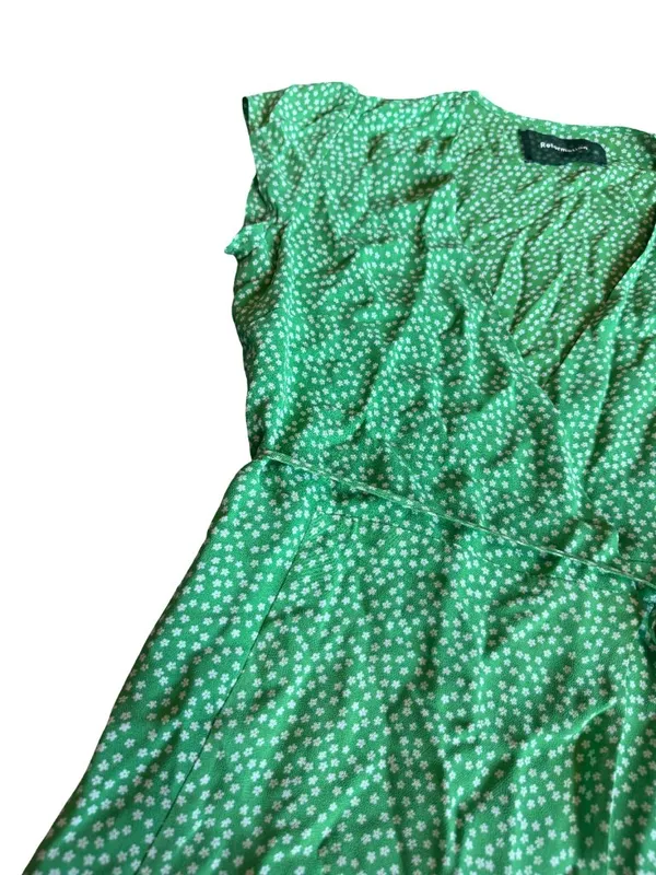 Reformation Dawn Mini Wrap Dress Green Floral Print Flowy Girly Party Size Small - Image 6