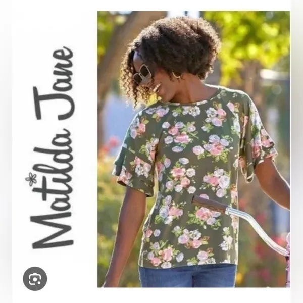 Matilda Jane Let’s Go Together Olive Floral Blouse •XXL - Image 2
