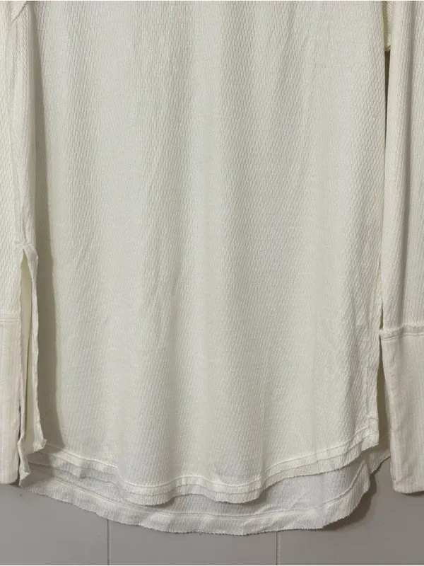 Free People We The Free Snowy Thermal Top Women’s M Ivory Long Sleeve Cozy Boho - Image 4