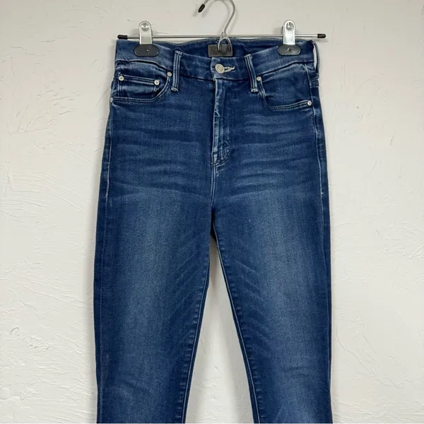 Mother High Waisted Ankle Fray Jeans Womens 24 Raw Hem Skinny Blue Denim Fall - Image 3