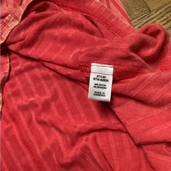 Zenana ribbed boat Neck Distressed raglan top Coral L/XL - Image 13