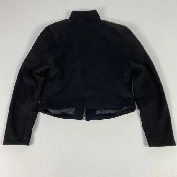 BKE Jacket Womens Small Black Faux Suede‎ Moto Quilted Shoulder Zip Biker - Image 11