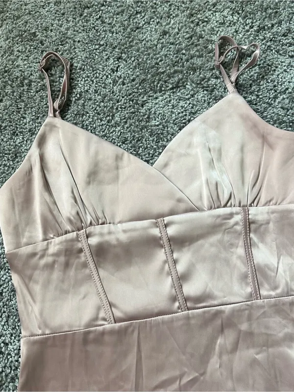 Tic Toc Satin Spaghetti-Strap Mini Dress in Dusty Rose - Image 2