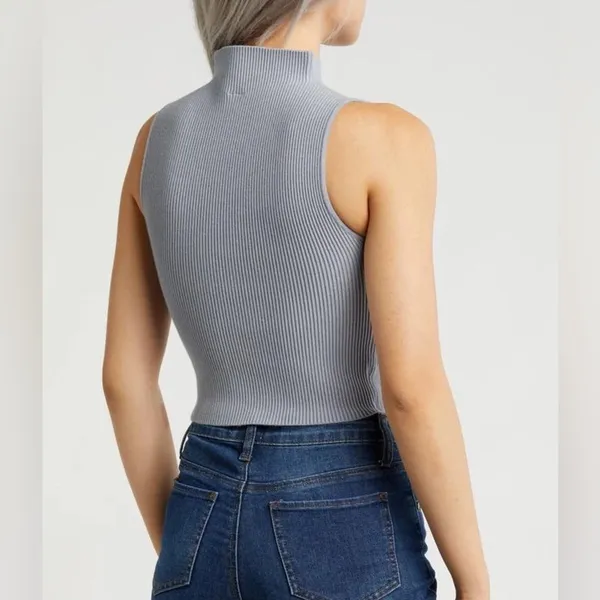 Abound Gray Compact Ribbed Sleeveless Turtleneck Top Sweater XXS - Image 3