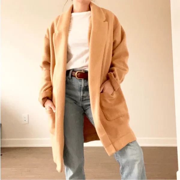 Express Cozy Tan Long Coat - Image 2