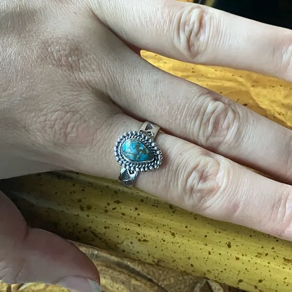 Source Unknown Mojave Turquoise Sterling Silver Southwestern Ring Size 9 - Image 4
