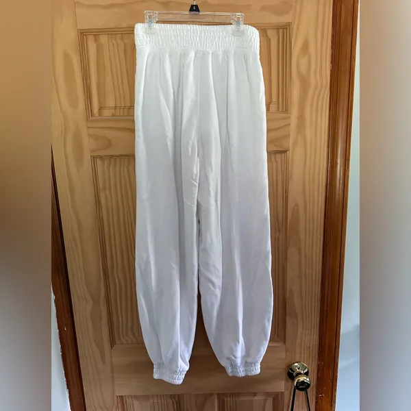 Abercrombie & Fitch drawstring high rise sweatpants white size Small - Image 4