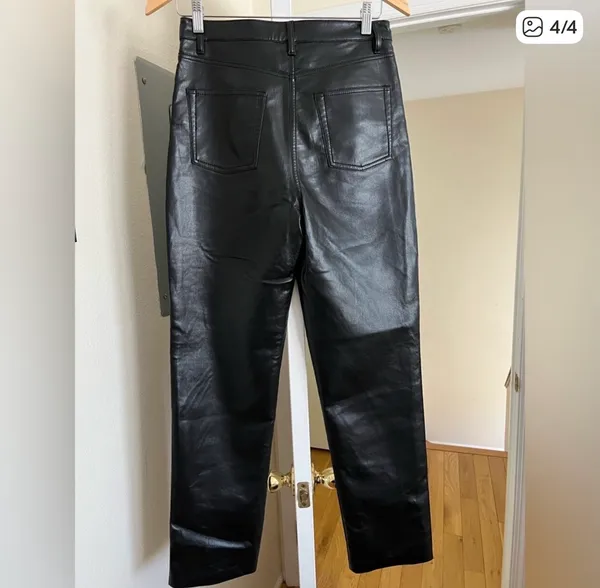 Aritzia Wilfred Melina Black Leather Pants - Image 4