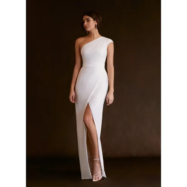 Azazie Oaklee Wedding Dress Womens WD0 White One Shoulder Sleeveless Gown‎ NWT - Image 9