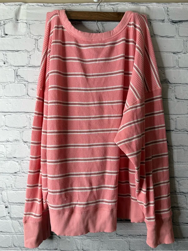 Offline by aerie oversized Striped Pink Waffle Knit Sweater size large - Image 9