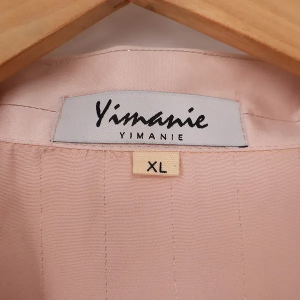 Yimanie Pajama Set Women XL Pinstripe Pink Metallic Button-down Excellent - Image 2