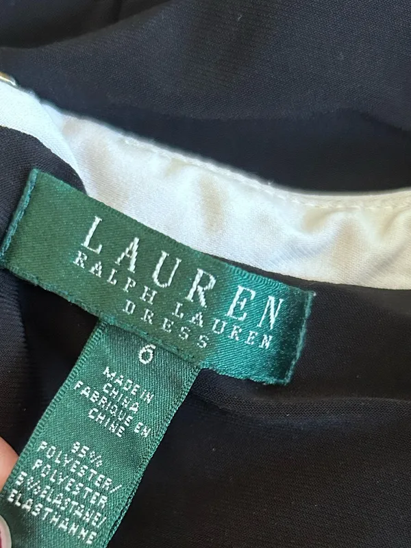 Lauren Ralph Lauren Black Long Sleeve Ruched Side Knee Length Dress Size 6 - Image 5