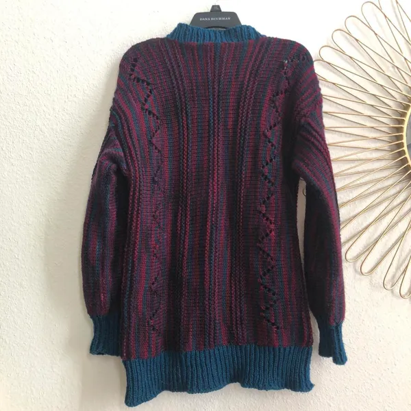 Cozy vintage 90s oversized grandpa sweater coogi style with cutout design long sleeves -measurements in pics #retro #boho #indie - Image 3