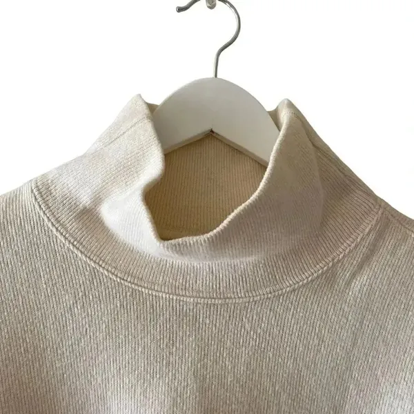 F. H. Clothing Off White Cotton Mock Neck Boxy Pullover Womens Sweater SZ L - Image 2
