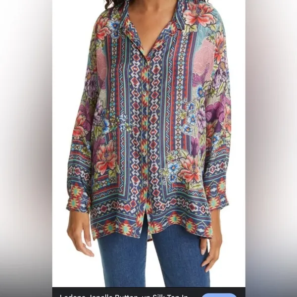 JOHNNY WAS spring boho printed Janelle Button-up silk blouse M tunic fall
$240 - Image 7