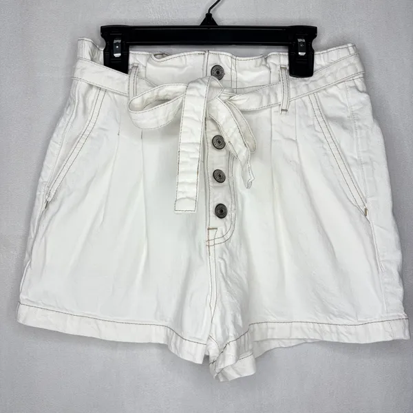Abercrombie & Fitch White Denim Paperbag Shorts - Image 2