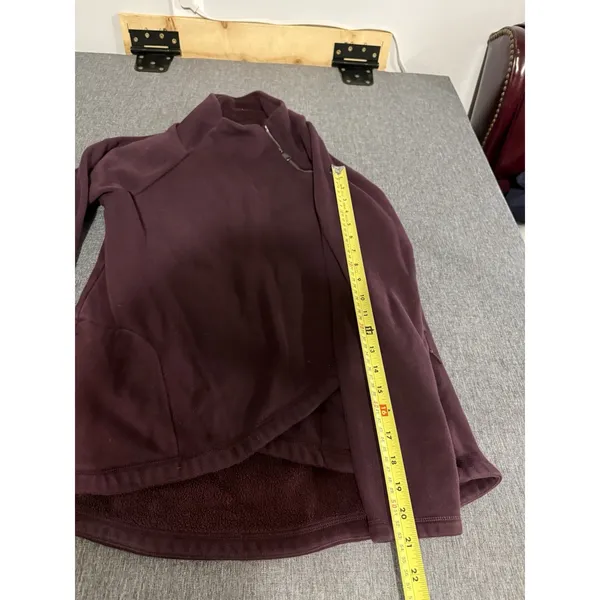 Athleta Cozy Karma Purple Fleece 1/4 Zip Mock Neck Raglan Sweatshirt M - Image 7